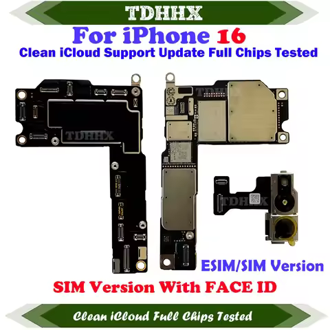 Fully Tested 100% Working Motherboard For iPhone 16 Mainboard With Face ID Unlocked And Cleaned iClo