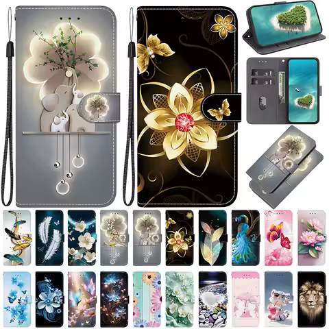 Stand Flip Wallet Case For Honor Play 60 Plus 9T 5G 200 Smart 200 400 Lite 200 Pro 5G Flip Painted P