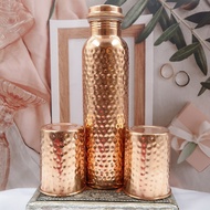 Pure Copper Drinking Bottle with 2 Glass Set - Copper Bottle Set - 950ml