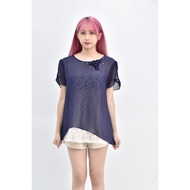 ((L) gitian Chiffon Fake Two-Piece Pattern Blue Short-Sleeved Top Second-Hand Clothes
