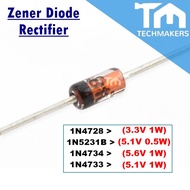 Zener Diode 1N4728 (3.3V 1W) / 1N4733 (5.1V 1W) / 1N5231B (5.1V 0.5W) / 1N4734 (5.6V 1W) Rectifier F