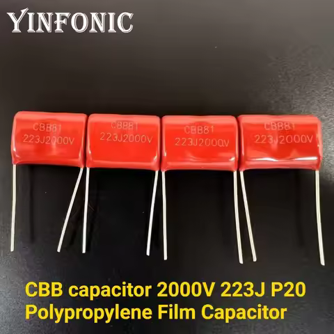 5Pcs/50Pcs CBB capacitor 2000V 223J 2KV 0.022uF 22nF P20 CBB81 Metallized Polypropylene Film Capacit