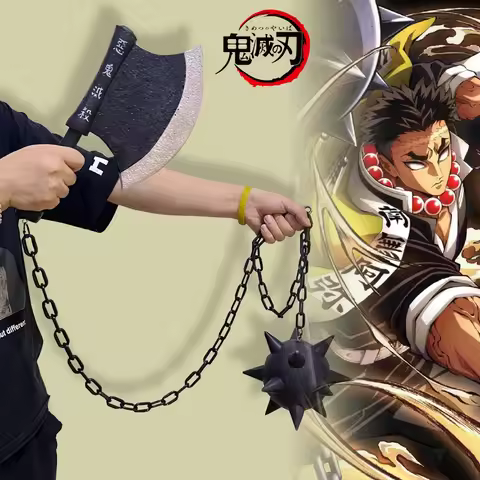 Anime Demon Slayer Katana Himejima Gyomei Sword Flail Axe Kimetsu No Yaiba Cosplay Prop Real Size Ja