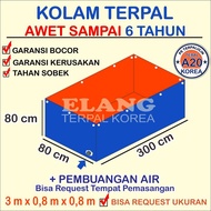 Kolam terpal 300x80x80 Untuk budidaya ikan lele gurame nila free pembuangan dan paranet 1x3 meter