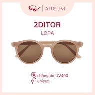 2DITOR Korean anti-UV sunglasses, code Lopa, brown round frame