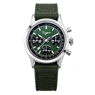 Sugess 37mm Hand Winding Men Pilot Watches Seagull ST1902 Chronograph Swanneck Mechanical Wristwatch