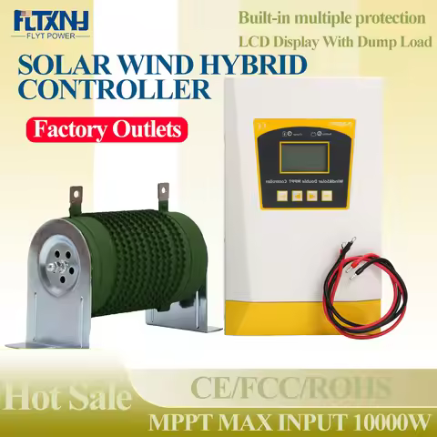 Wind Solar Hybrid Controller 6000W MPPT 12/24V Boat Home Street Light Bluetooth Monitoring Overload 