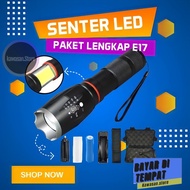 Paket Lampu senter led super terang jarak jauh Paket Senter Chip LED Torch Cree E17 XM-L T6 Taffware