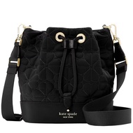 Kate Spade Flower Quilted Fabric Bucket Bag in Black KK076