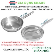 Sunhouse multi-layer stainless steel pan IN26M6E, IN26M6 all sizes from 16cm to 28cm - Magnetic bott