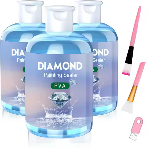 Diamond Painting Sealer Glue Kits 120ML with 3 Pcs Brushes Puzzle Glue Diamond Painting Accessories 