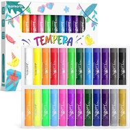 JUPITEARTH 24 Colors Tempera Paint Sticks with 120 PDF Coloring Pages and 30 Stickers, Quick Drying,