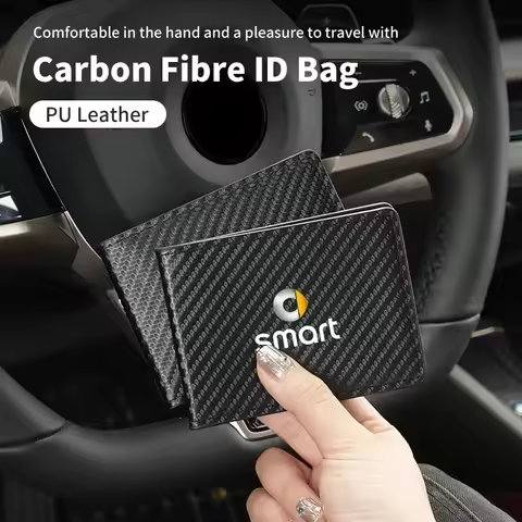 Carbon Fiber ID Card Holder License Bag For Smart Fortwo 451 450 453 Forfour EQ Cabrio Crossblade RO