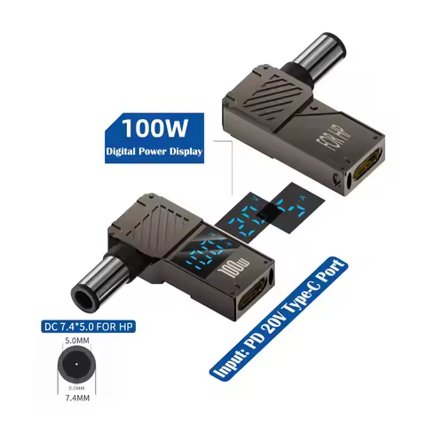 Digital Display USB-C to DC Converter Fast Charging PD 100W Type-C to DC Adapter Intelligent Univers
