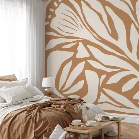 Orange Abstract Art Wallpaper Contemporary Mural, Abstract Wall Mural