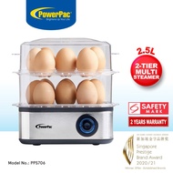 PowerPac Egg Steamer, Food Steamer 2.5L Multi function 2 Tier Steamer (PPS706)
