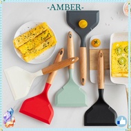 AMBER1 Cooking Shovel, Pizza Cooking Bevel Edge Silicone Spatula, Colorful Protect Pot Bottom Non-st