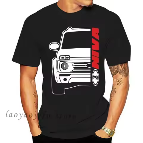 Man Fashion T Shirt Lada Niva Bronto Car Auto Black T Shirt Xs-4Xl Male Summer Breathable Comfortabl