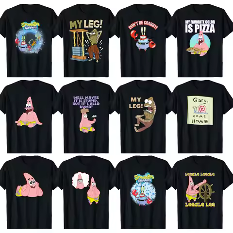 SpongeBobs SquarePantss Printed Men's T-shirts Fashion Hip-Hop Streetwear, Unisex Couple Outfit Y2k 