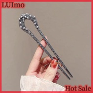 LUImo Hot sale Metal U Shape Hair Stick Retro Blue And White Porcelain U-shaped Hanfu Hairpin Hair A