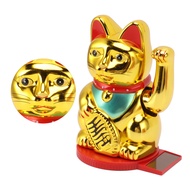 [comebuy88] Solar Powered Waving Lucky Cat Solar Powered Gold Welcoming Waving Hand Paw Up Wealth Fo