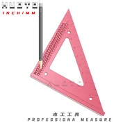 Woodworking Line Drawing Ruler 90 Degree/45 Degree Triangle Ruler Liner Hole Ruler Line Ruler Woodwo