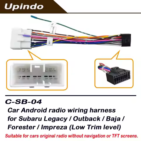 Car Radio Cable 16-pin Power Wiring Harness Android Head Unit Adapter Connector for Subaru Legacy Ou