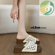 Ye4 French Women's Summer Outer Wear Thick Hollow Flip Flops Trendy All-Match Fresh Style Ventilated