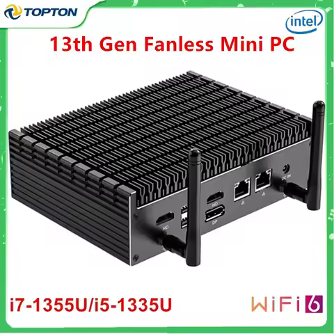 13th Gen Intel i7 1355U i5 1335U Fanless Mini PC 2*2.5G LAN PCIE4.0 DDR4 Tunderbolt 4 eGPU Desktop P
