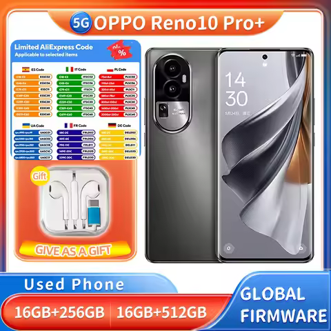 OPPO Reno10 Pro+ 5G 256GB 512GB ROM Screen 6.74 inches 2772x1240px 4700mAh Dual SIM (Nano SIM) used 