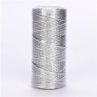 1.5mm 100M Macrame Cord Rope Ribbon Crafts DIY Gold Silver Rope String for Sewing Twine Twisted Thread Home Textile Decoration (Color : Silver)