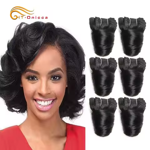 Curly Bundles 6 Pcs/Lot Brazilian Human Hair Bundles Nature Black Hair Extension Human Hair 8 Inch S