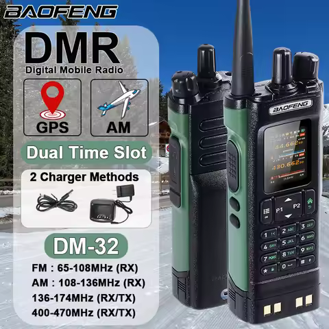 BAOFENG DM-32 DMR Digital Walkie Talkie With Belt Holster GPS Dual Mode Analog Dual Time Slot AM FM 