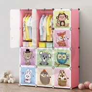 Kids Dresser Portable Wardrobe Closet Storage Rack Cube Organizer/Almari Baju Plastik Almari Baju Kartun Kanak-Kanak