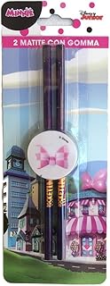 Disney Minnie Pencil, 3-Piece Stationery Set, 2 Pencils and 1 Eraser, Multi-Colour, H 24 x 9.5 cm, M