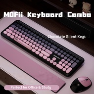 MOFii Wireless Keyboard Mouse Combo Silent Chocolate Keyboard Cute Aesthetic Office Keyboard for Lap