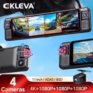 EKLEVA Ultra HD 4K Dash Cam 4-Channel Record 1080P ADAS BSD Car DVR WIFI APP Rear View Mirror Auto V