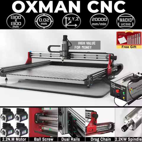 BulkMan3D OXMAN CNC 4-Axis Engraver Mach3 Control SFU1610 Ball Screw Dual Rails Precise Machine For