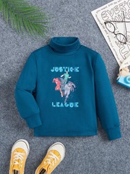 JUSTICE LEAGUE X SHEIN 男小童字母和卡通圖案高領T恤