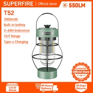 SUPERFIRE ไฟฉาย กลางแจ้ง Marquee Camp โคมไฟ T52 Super Long Endurance โคมไฟชาร์จซ้ำได้ Retro กลางแจ้ง