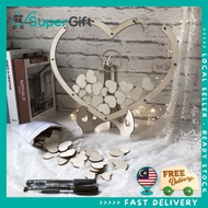 Wooden Heart-Shaped Guestbook – Wedding Ceremony Guest Sign Board & Keepsake