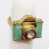 Alloy Rings US Size 8 Vintage Camera Gold Golden Accessories Aksesori Emas Cincin Ladies Women Girls