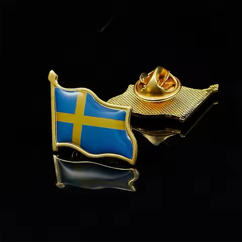 Sweden Waving Friendship Flag Metal Lapel Pin United Nations Badge Pin-Back Tie Brooch Decoration