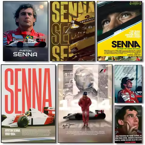 A-Ayrton Senna F1 Poster Wall Art Printed Decor Sticker Stylish Home Gift for Living Room Bedroom Co
