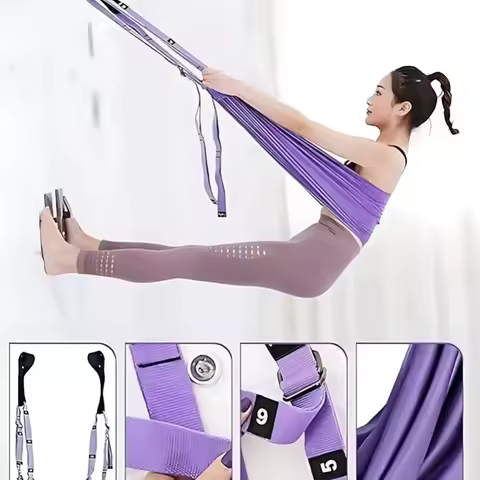 Family-Friendly Purple Aerial Yoga Sling - 59×27in (150×68cm) Door-Mounted Design, 40mm Widened Adju