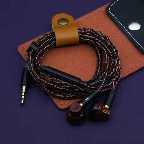 TMUSIC MO1 HiFi Earphone Smooth Analog Juicy Sound Solidwood Housing Wired Customized Flat Head Head