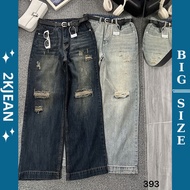 Women's wide-leg jeans with ripped knees Bigsize 55-90kg, high-quality QC wide-leg style 2KJeans QC3