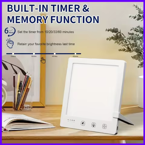 10000 Lux UV-Free Daylight Lamp with Timer 3-Color Temperature Dimmable Mood Booster for Home Sleep