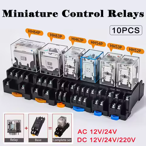 10pcs Small Intermediate Relay AC 220V DC C24 HH52P HH53P HH62P HH63P LED General Mini Electromagnet