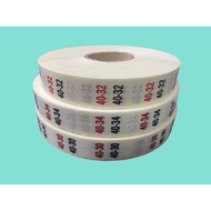 Sticker label Size Clothing (40-30/40-32/40-34)